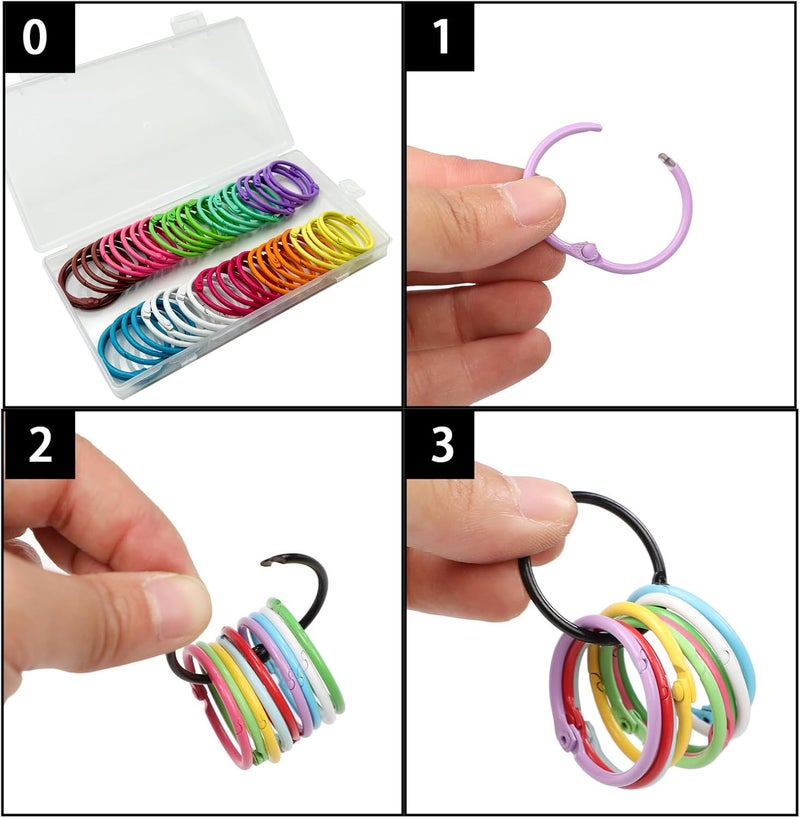 Belolvar 50pcs 1 inch Metallic Binder Rings for Index Cards Flashcards, 10 Colors Small Colorful Metal Steel Book Notebook Paper Rings Keychain Key Rings for School Office Home (50, 1 inch) - Image 4